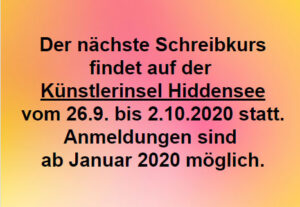 Ankündigung Schreibkurs 2020, Copyright: Cornelia Saxe